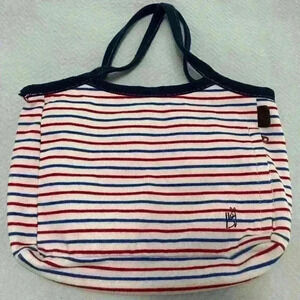 Rootote Handbag Tote Bag Blue, Red, And White. Fun Outting Tote Button Closure